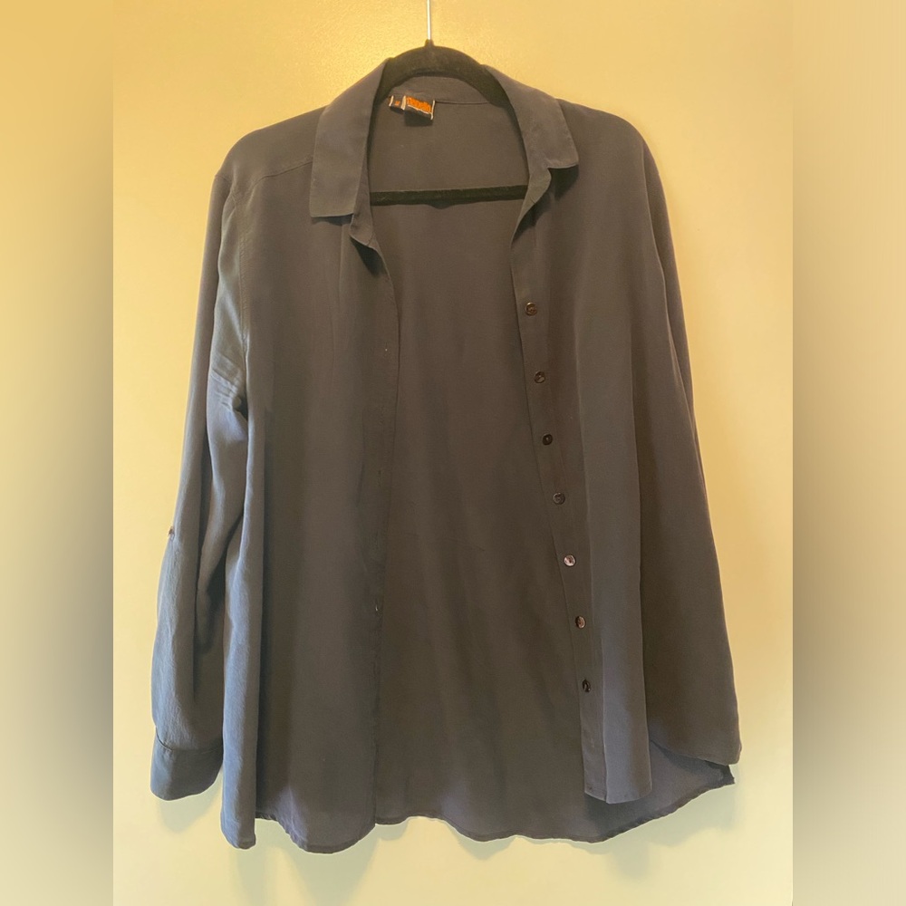 Tianello washable black silk blouse- size Medium